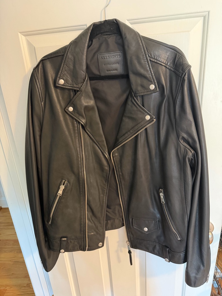 Allsaints Black Leather Biker Jacket Men’s